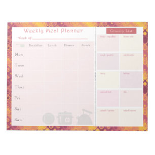 Weekly Meal Planner Autumn Retro Notepad
