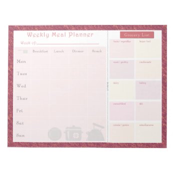 Weekly Meal Planner Autumn Rose Notepad by JulDesign at Zazzle