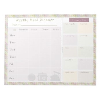 Weekly Meal Planner Colorful Retro Notepad by JulDesign at Zazzle