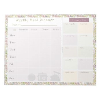 Weekly Meal Planner Colorful Shapes Notepad by JulDesign at Zazzle