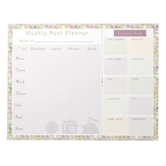 Weekly Meal Planner Colorful Shapes Notepad (Front)