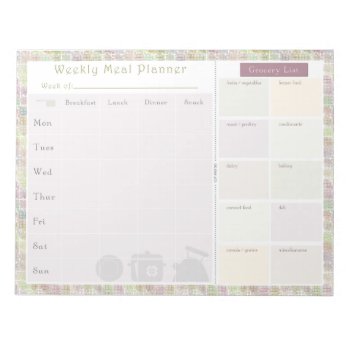 Weekly Meal Planner Colorful Square Notepad by JulDesign at Zazzle