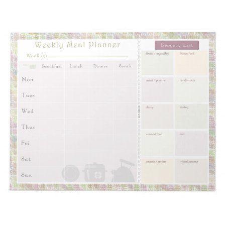 Weekly Meal Planner Colorful Square Notepad