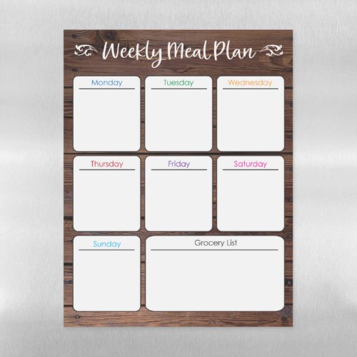 Weekly Meal Planner_ Dark Brown Dry Erase Board