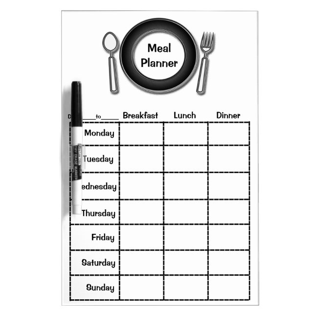 Weekly Meal Planner Dry Erase Board (Front)