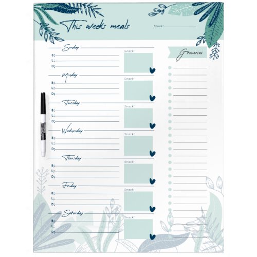 Weekly Meal Planner Dry Erase Board