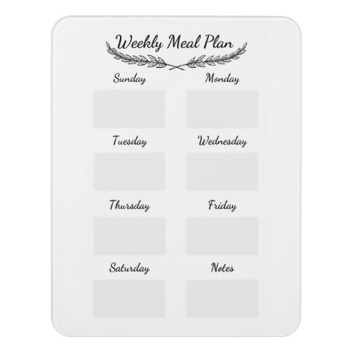 Weekly Meal Planner Dry Erase Board Sign
