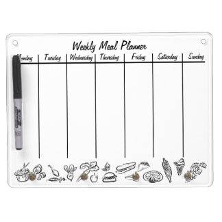 Weekly Meal Planner Dry Erase Board With Keychain Holder