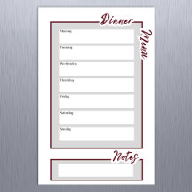 Weekly Meal Planner Dry Erase Magnetic Sheet