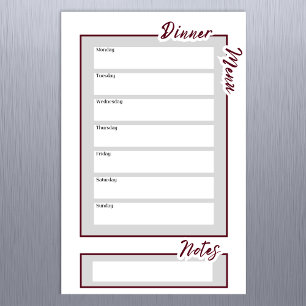 Weekly Meal Planner Dry Erase Magnetic Sheet