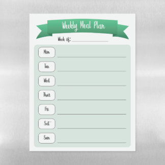 Weekly Meal Planner- Green Magnetic Dry Erase Sheet