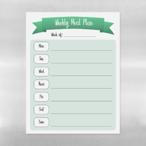 Weekly Meal Planner_ Green Magnetic Dry Erase Sheet