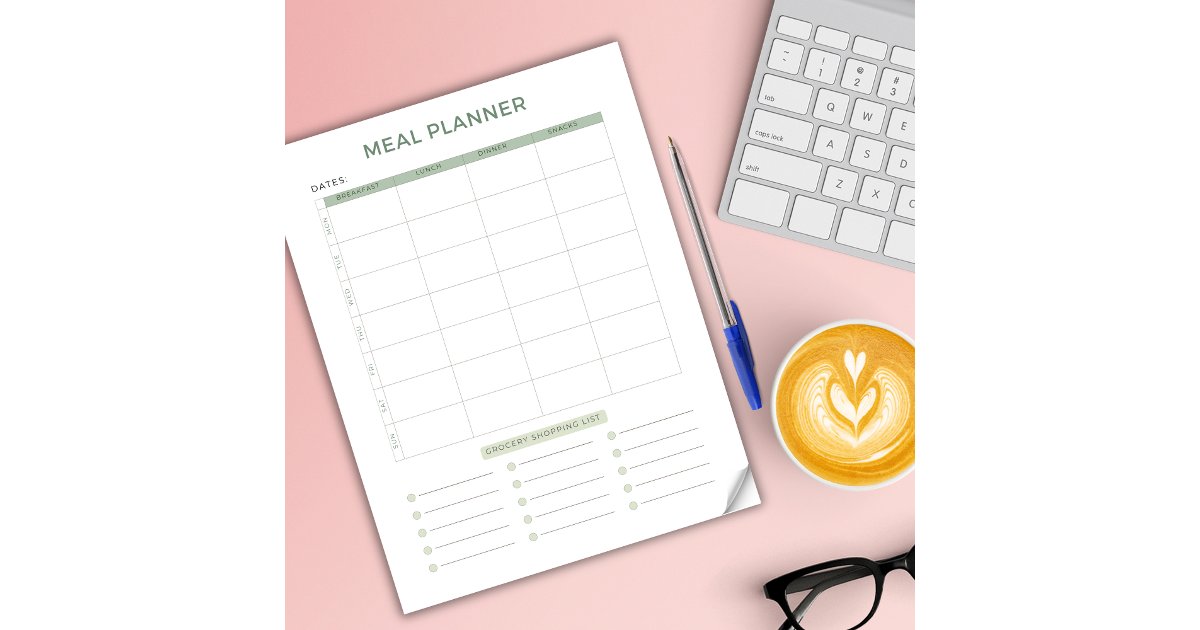 Weekly Meal Planner Grocery Shopping Tear Away Notepad | Zazzle