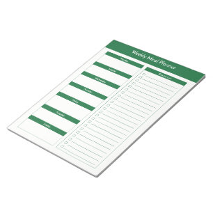 Weekly Meal Planner - Hunter Green Notepad