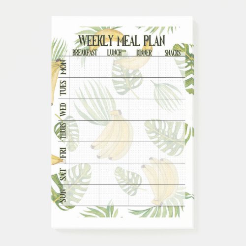 Weekly meal planner list post_it notes