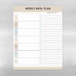 Weekly Meal Planner Magnet Magnetic Dry Erase Sheet
