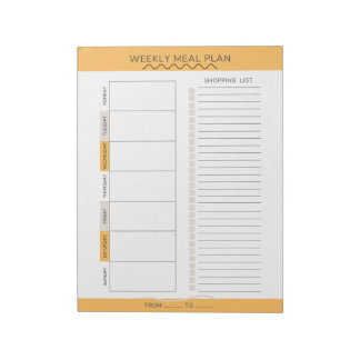 Weekly Meal Planner Neutral Colors Notepad