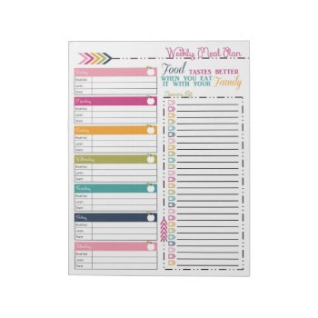 Weekly Meal Planner Notepad by KatesOrganizedLife at Zazzle