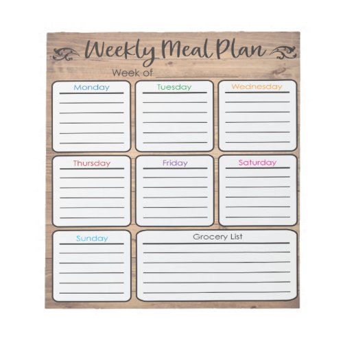 Weekly Meal Planner Notepad