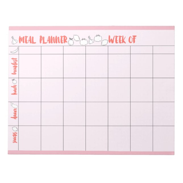 Weekly Meal Planner Notepad (Front)