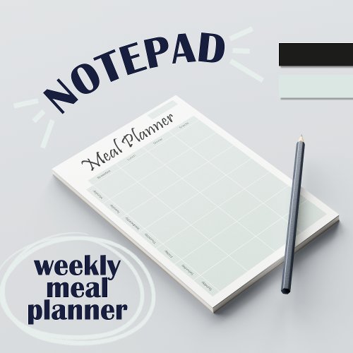 Weekly Meal Planner Notepad Green Notepad