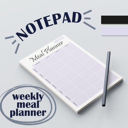 Weekly Meal Planner Notepad Purple Notepad