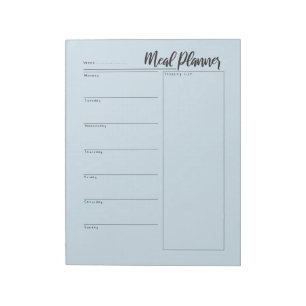 Weekly Meal Planner Notepad with Shopping List