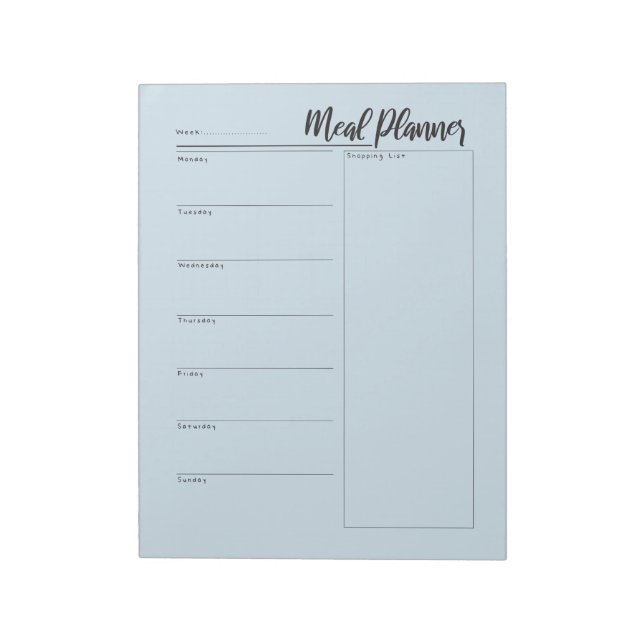 Weekly Meal Planner Notepad with Shopping List (Rotated)