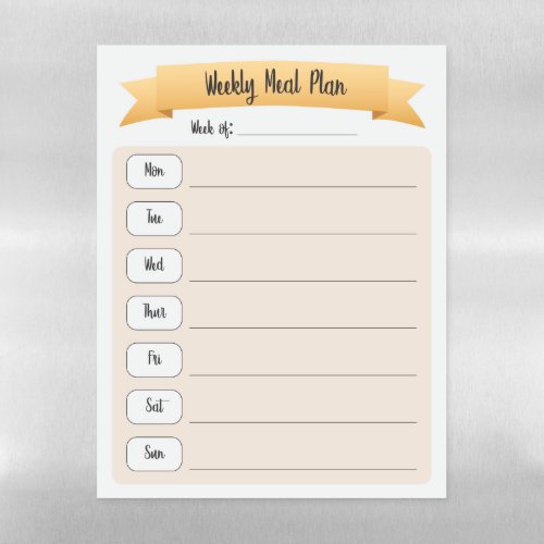 Weekly Meal Planner_ Orange Magnetic Dry Erase Sheet