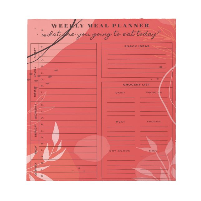 Weekly Meal Planner: Simplify Your Grocery Shoppin Notepad (Front)