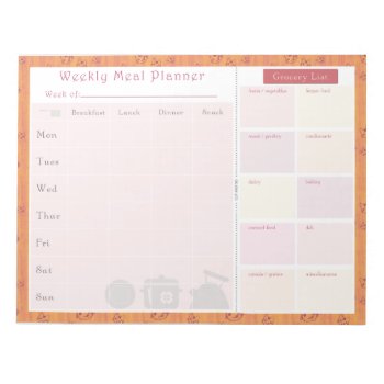 Weekly Meal Planner Summer Cat Notepad by JulDesign at Zazzle