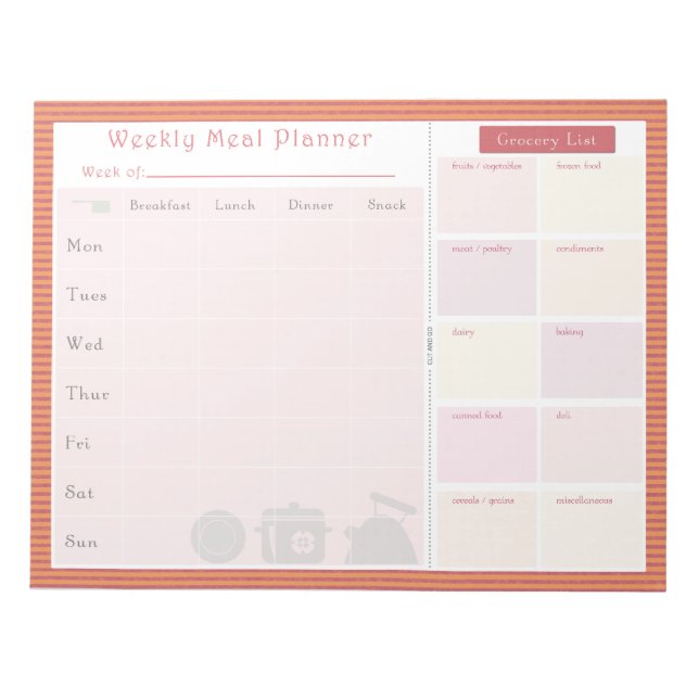 Weekly Meal Planner Summer Line Notepad (Front)