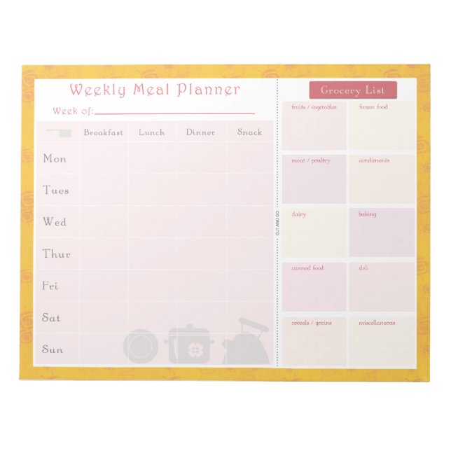 Weekly Meal Planner Summer Notepad (Front)