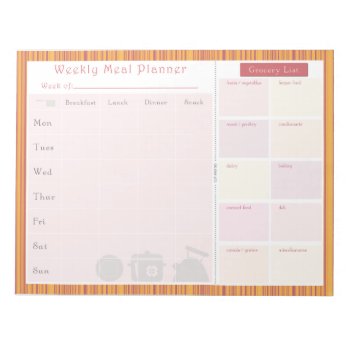 Weekly Meal Planner Summer Stripes Notepad by JulDesign at Zazzle