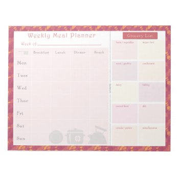 Weekly Meal Planner Summer Wave Notepad by JulDesign at Zazzle