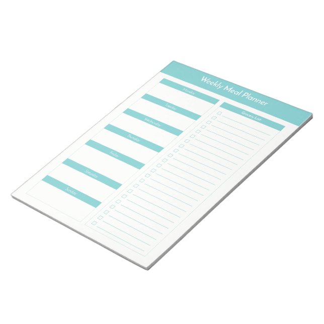 Weekly Meal Planner - Turquoise Notepad (Angled)