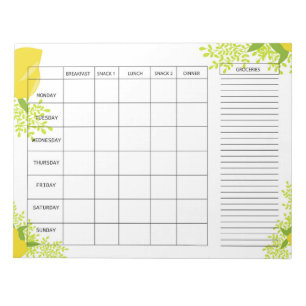 Weekly Meal Planner with Lemon Design Notepad