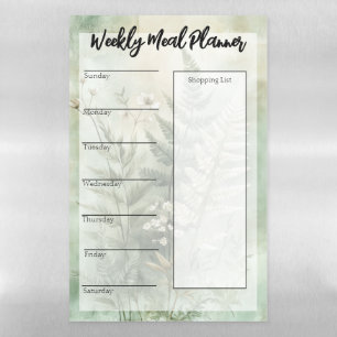 Weekly Meal Planner with Soft Botanical Background Magnetic Dry Erase Sheet