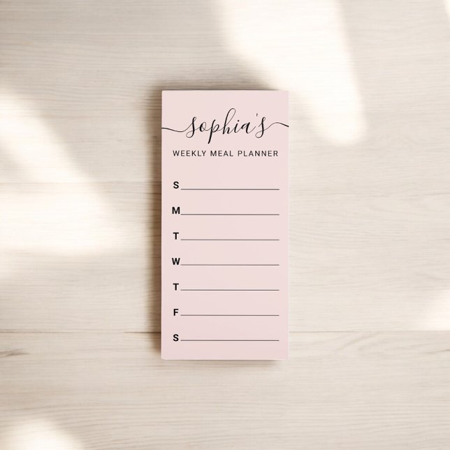 Weekly Meal Script Calligraphy Blush Pink Magnetic Notepad (Creator Uploaded)