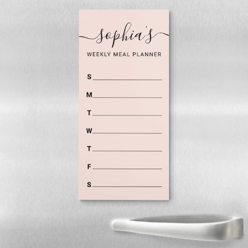 Weekly Meal Script Calligraphy Blush Pink Magnetic Notepad