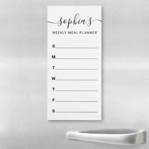 Weekly Meal Script Calligraphy White Magnetic Notepad
