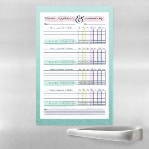 Weekly Meds & Vitamin Tracker Magnetic Dry Erase Sheet