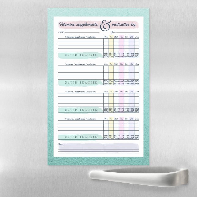 Weekly Meds & Vitamin Tracker Magnetic Dry Erase Sheet (In Situ)