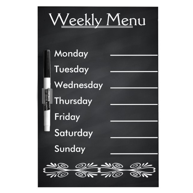 Weekly Menu Blackboard for Kitchen (Front)