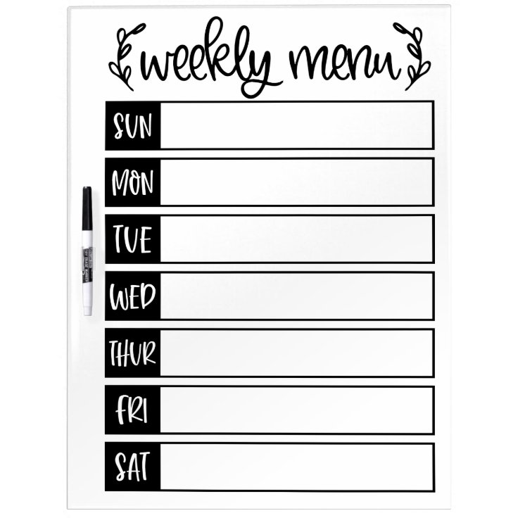 Weekly Menu Board | Zazzle