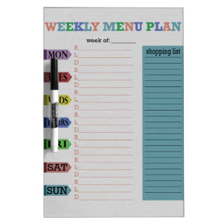 Weekly Menu Plan Dry-Erase Board