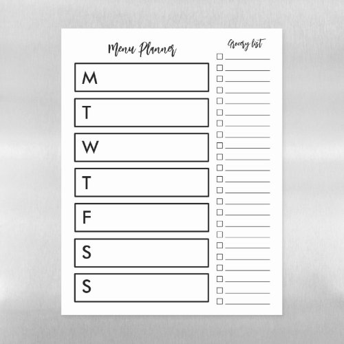 Weekly menu planner magnetic dry erase sheet