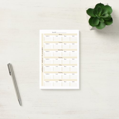 Weekly Menu Planner Post_it Notes