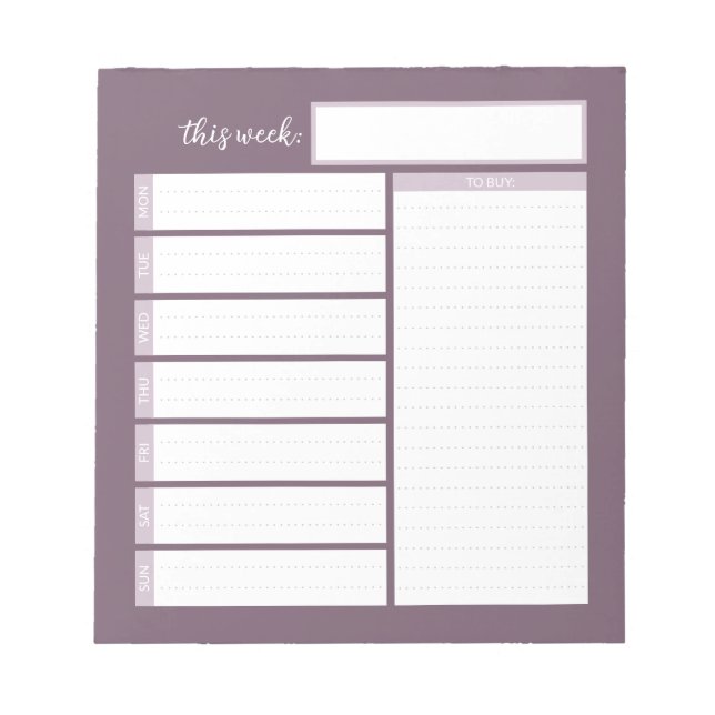 Weekly Menu Planning Notepad (Front)