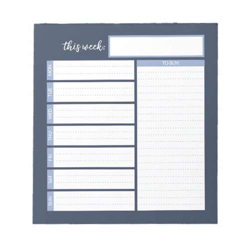 Weekly Menu Planning Notepad